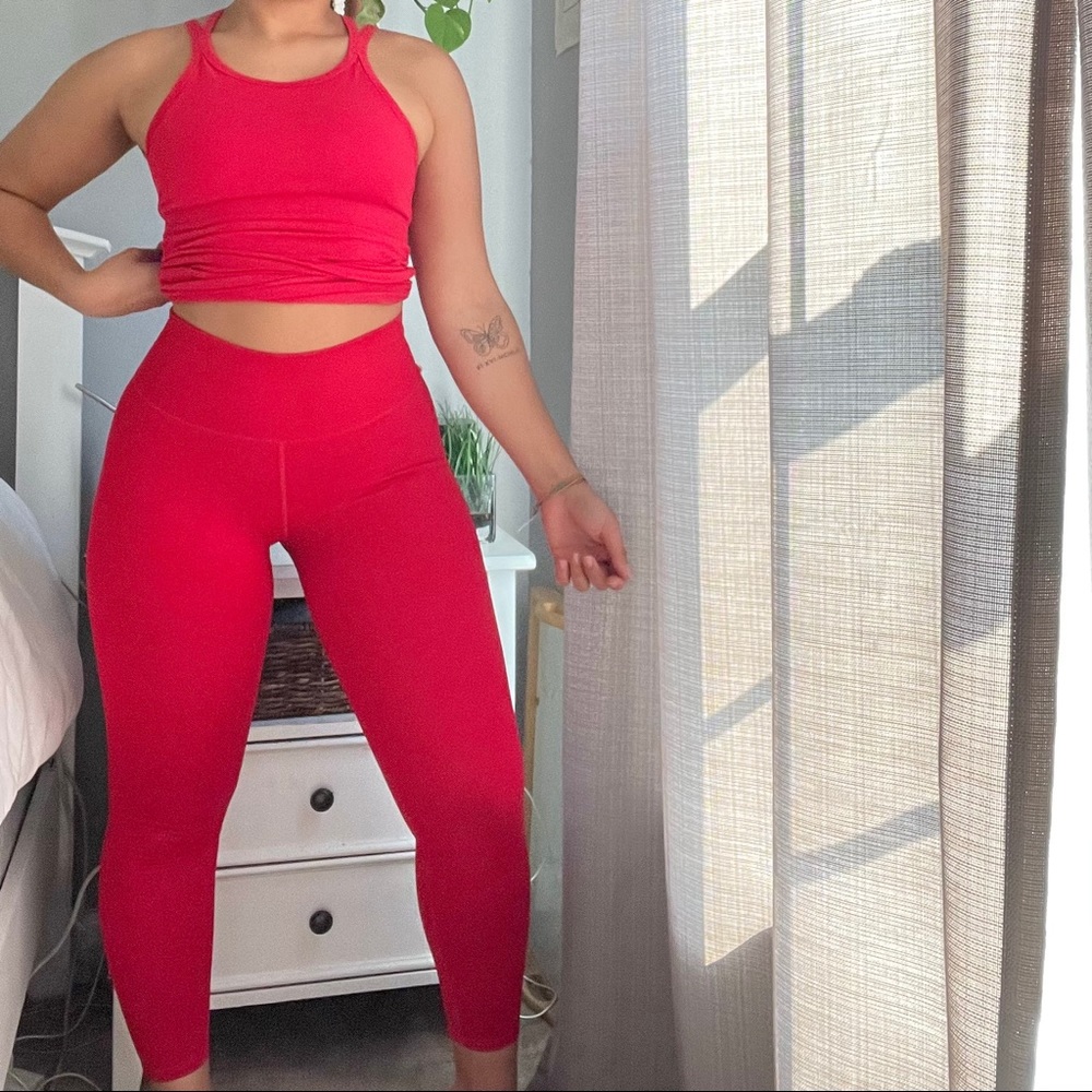 Red Fabletics power hold leggings